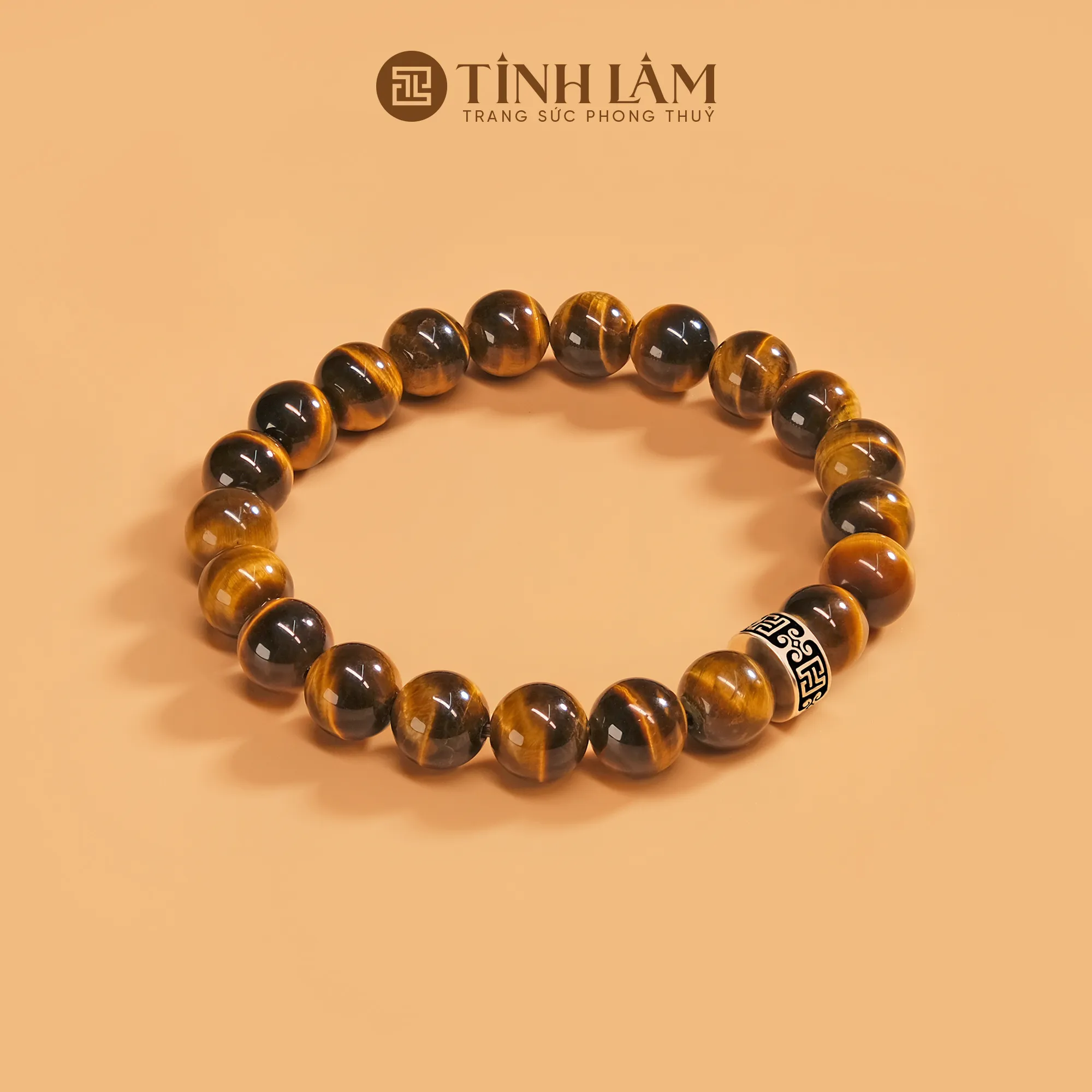 Vòng tay đá mắt hổ vàng nâu cao cấp