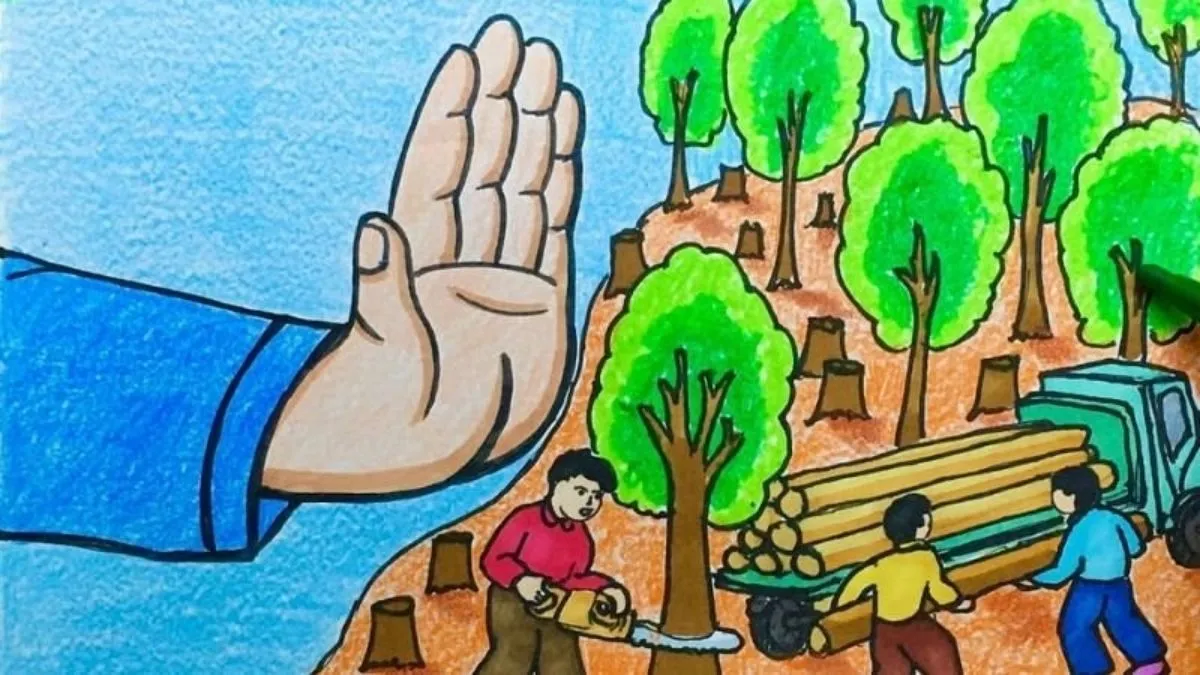 Mẫu hình ảnh vẽ tranh bảo vệ môi trường đẹp nhất về vẻ đẹp của rừng
