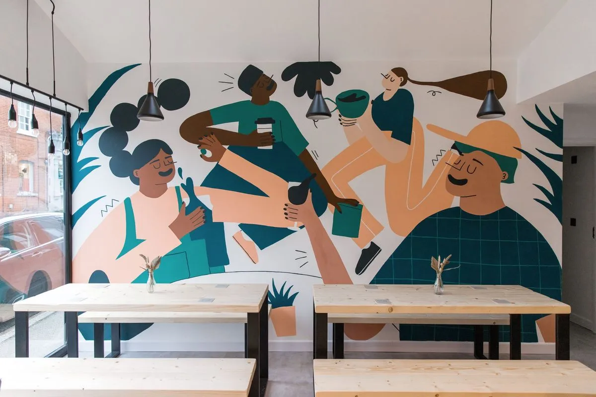 Màu sắc tranh tường ảnh hưởng trực tiếp đến cảm xúc và trải nghiệm khách hàng