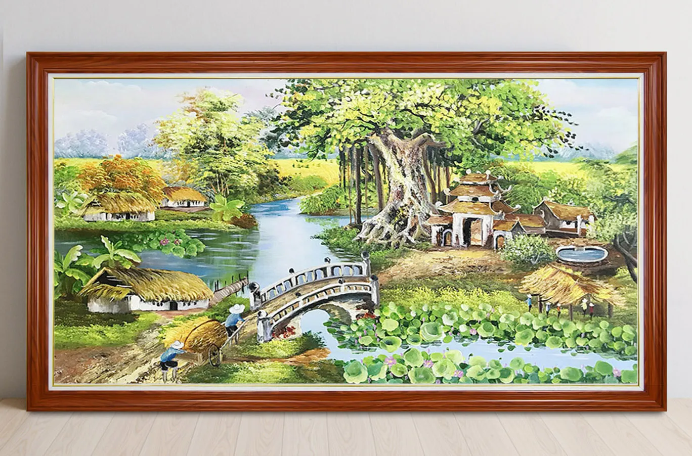 Màu sơn dầu vẽ tranh phong cảnh cây đa bến nước sân đình