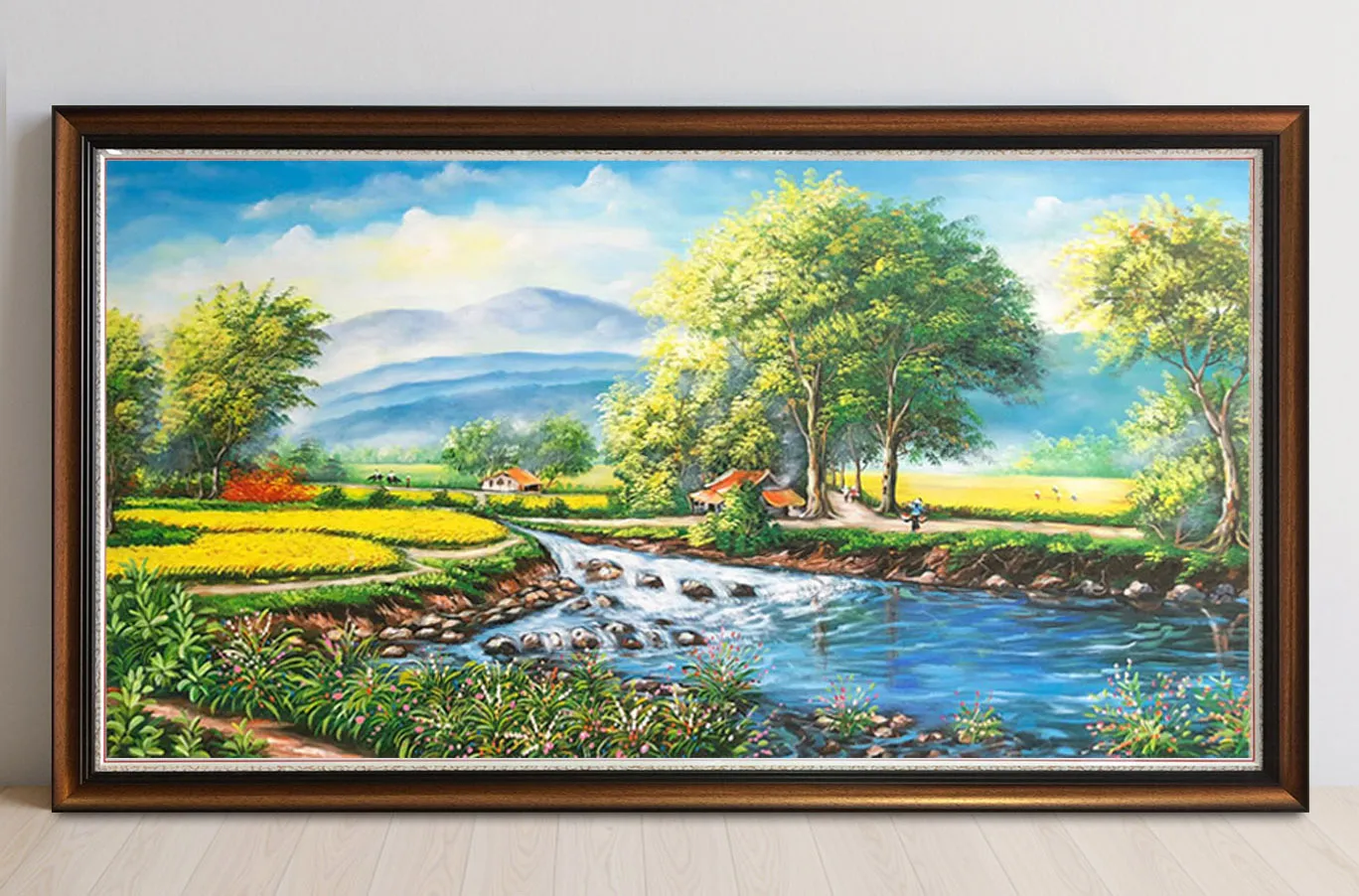 Màu sơn dầu vẽ tranh phong cảnh cổng làng xưa cổ kính