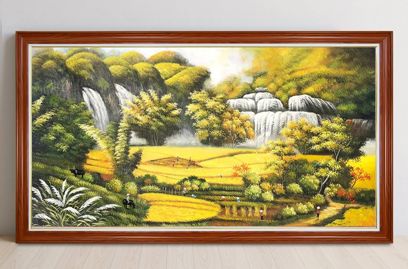 Màu sơn dầu vẽ tranh phong cảnh đình làng và cây đa cổ thụ