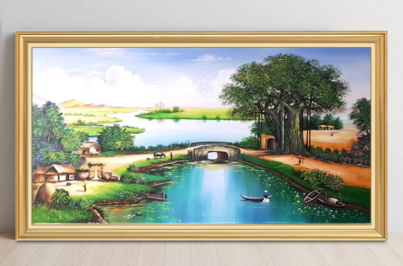 Màu sơn dầu vẽ tranh phong cảnh làng quê rực rỡ sắc màu ngày hè