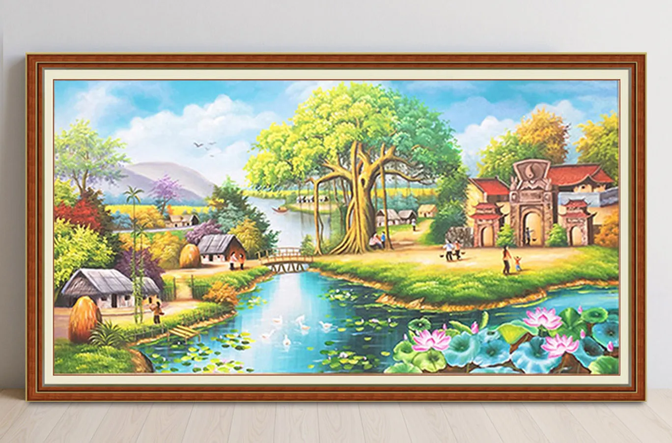 Màu sơn dầu vẽ tranh phong cảnh làng quê Việt Nam mộc mạc