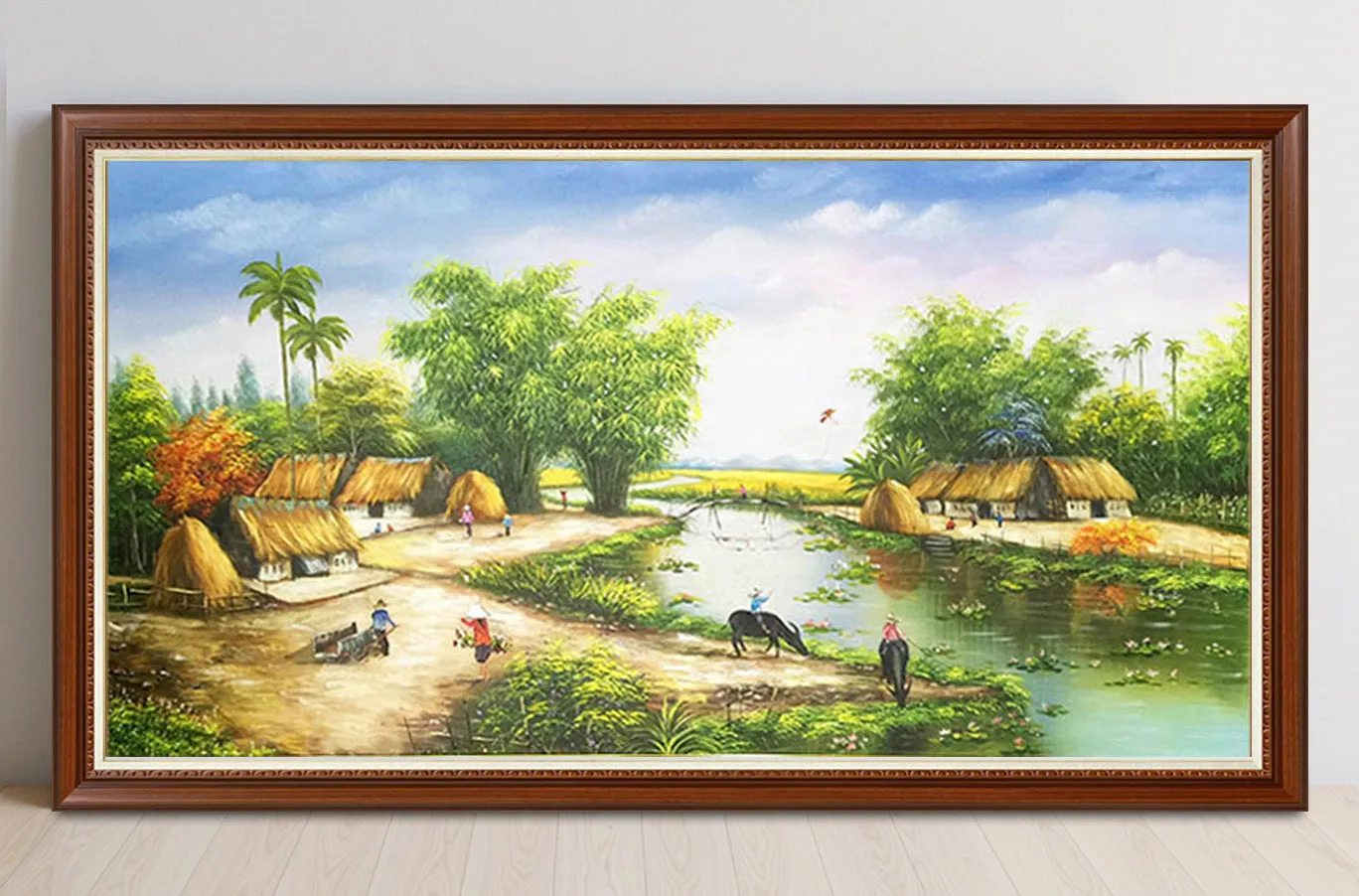 Màu sơn dầu vẽ tranh phong cảnh làng quê Việt Nam xưa đẹp nhất