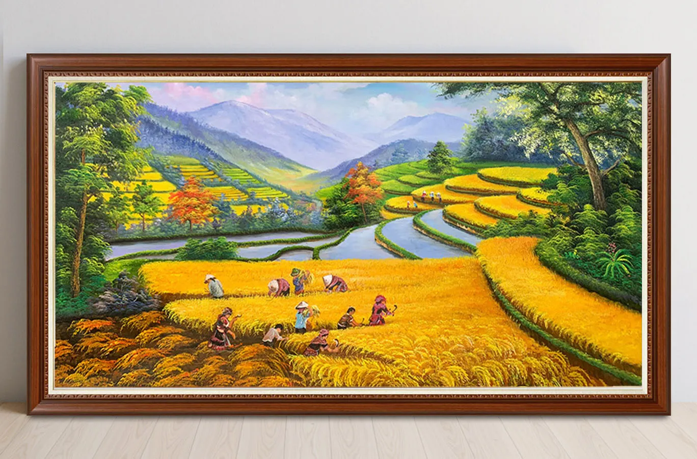 Màu sơn dầu vẽ tranh phong cảnh làng quê với những nếp nhà tranh