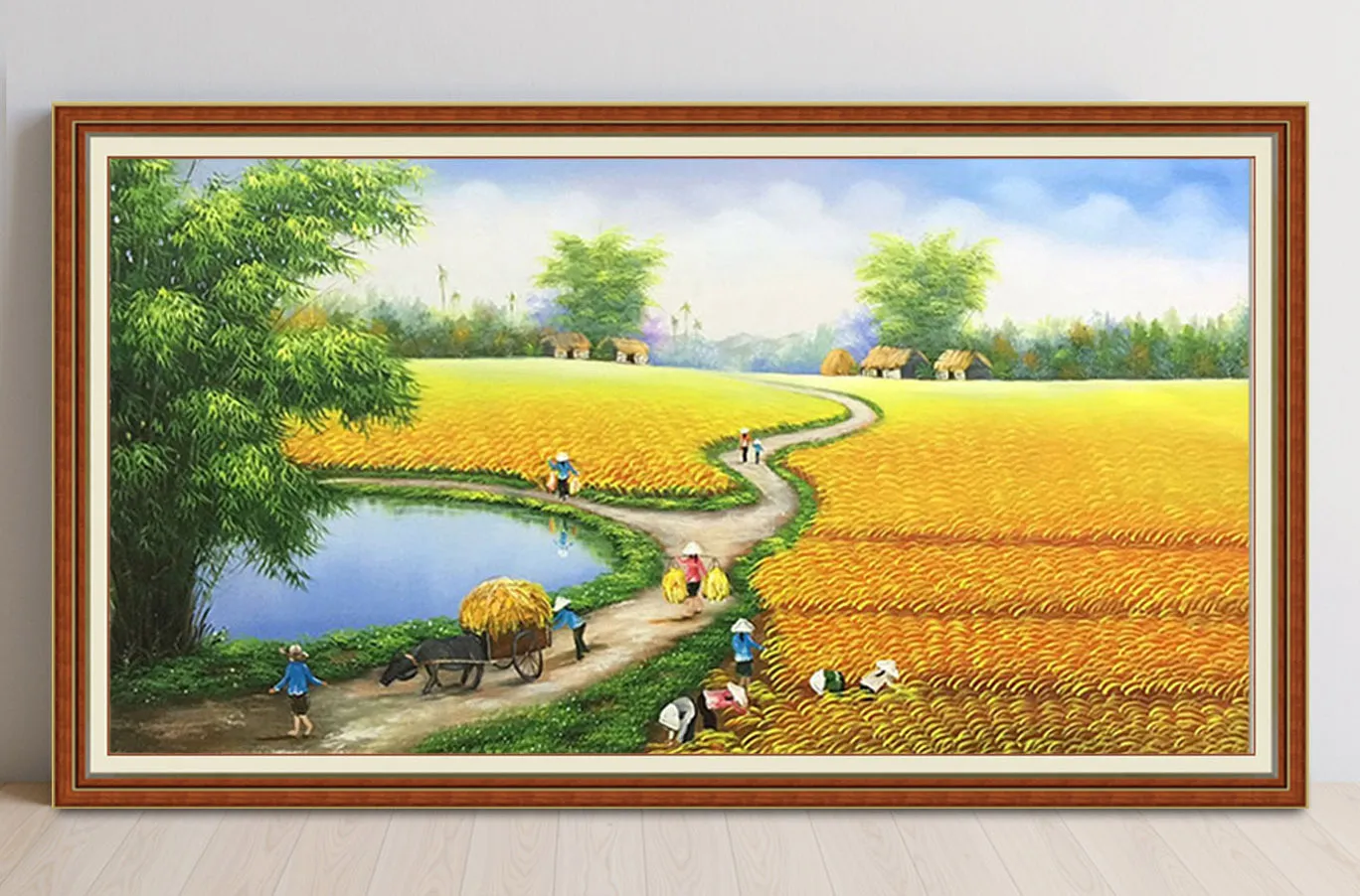 Màu sơn dầu vẽ tranh phong cảnh quê hương tươi sáng và tràn đầy sức sống