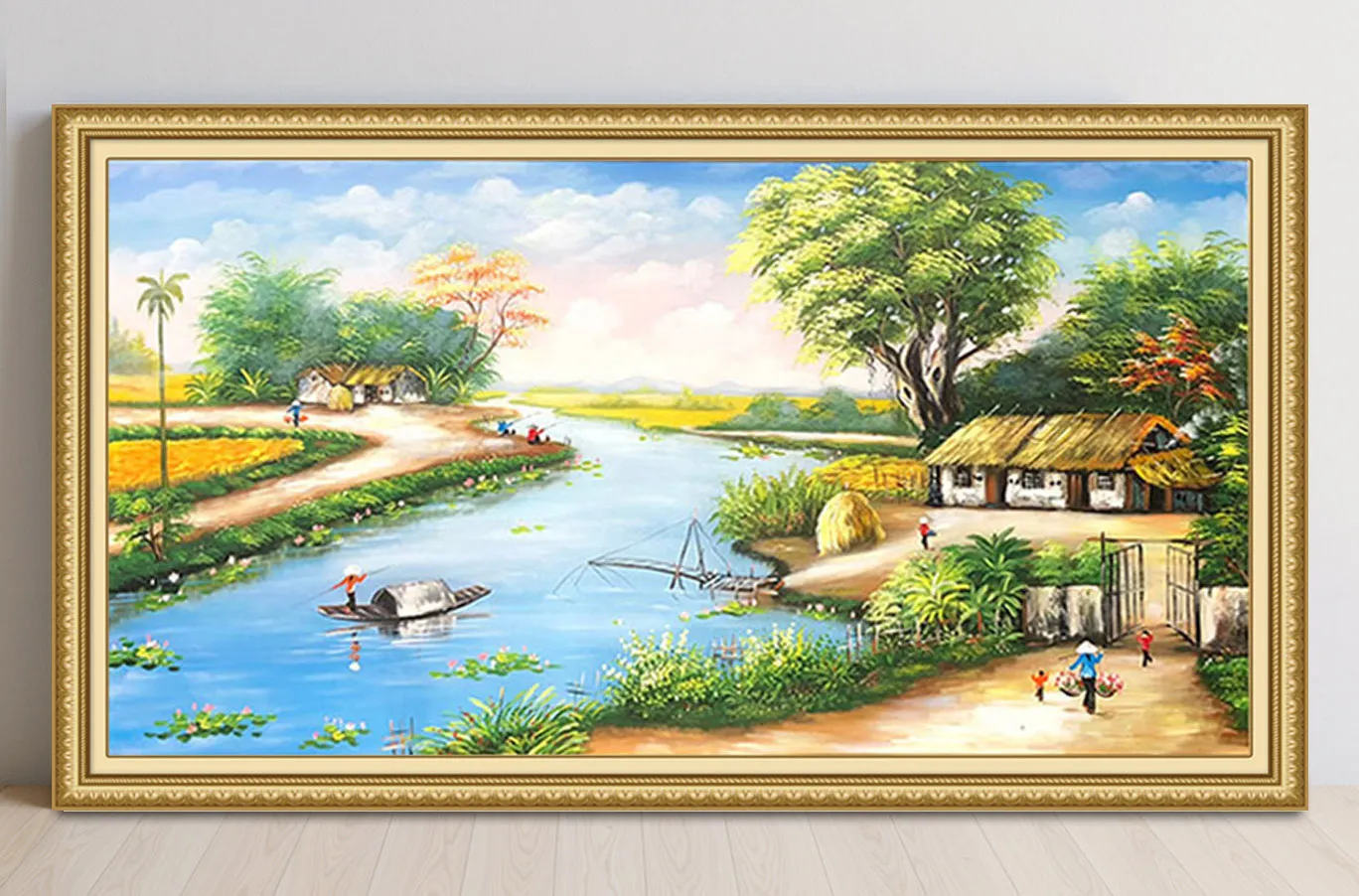 Màu sơn dầu vẽ tranh phong cảnh quê hương Việt Nam ngày mùa