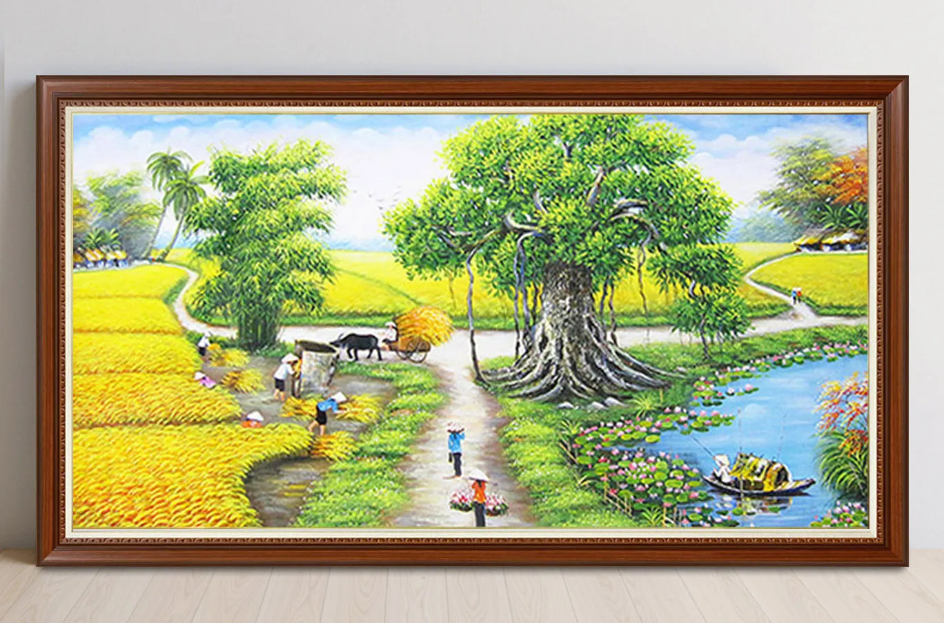 Màu sơn dầu vẽ tranh phong cảnh quê hương Việt Nam thanh bình và đẹp mắt