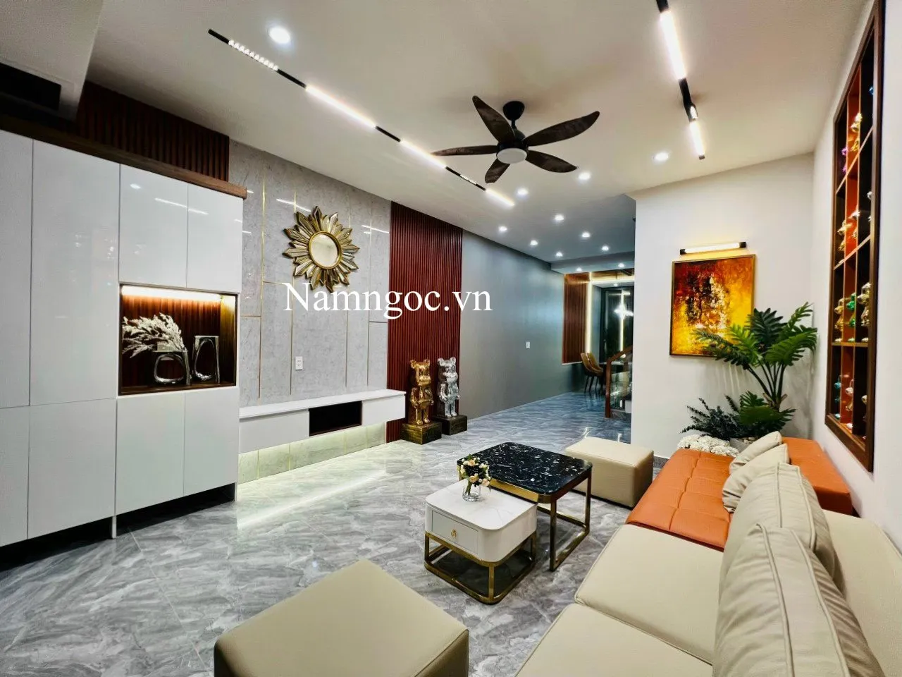 Trần thạch cao đèn ray 25m2