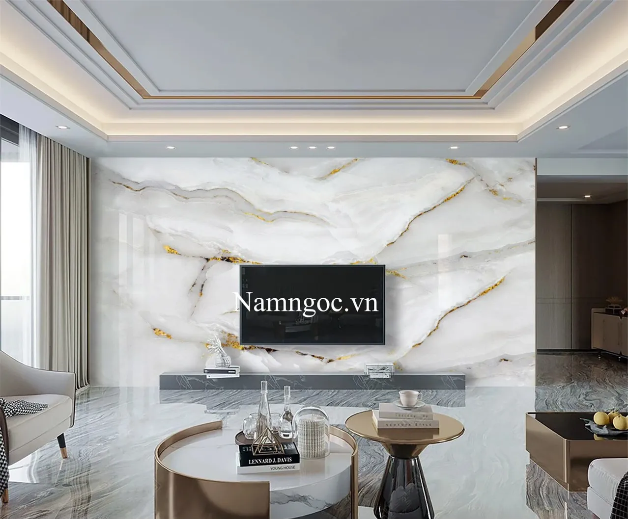 Trần thạch cao nẹp inox 20m2