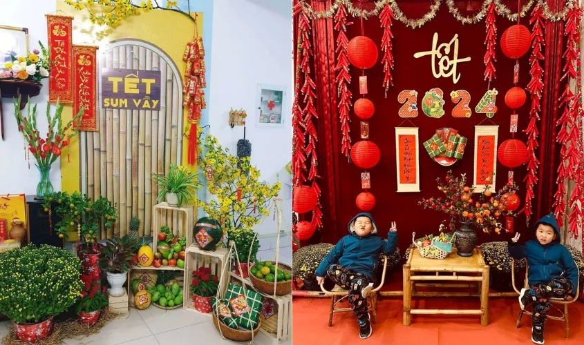 Mẫu trang trí tết với ngũ quả