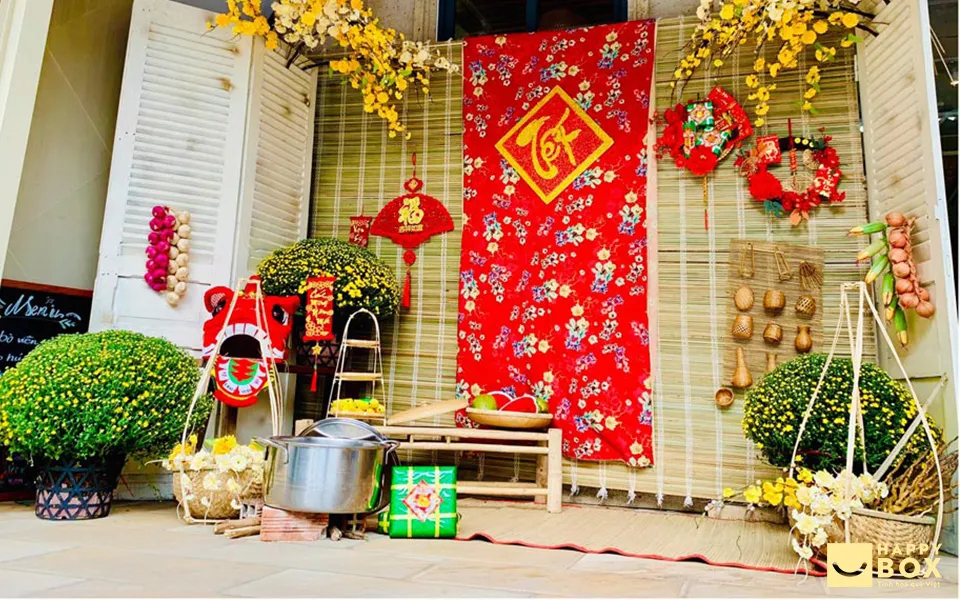 Mẫu trang trí tết hoa mai