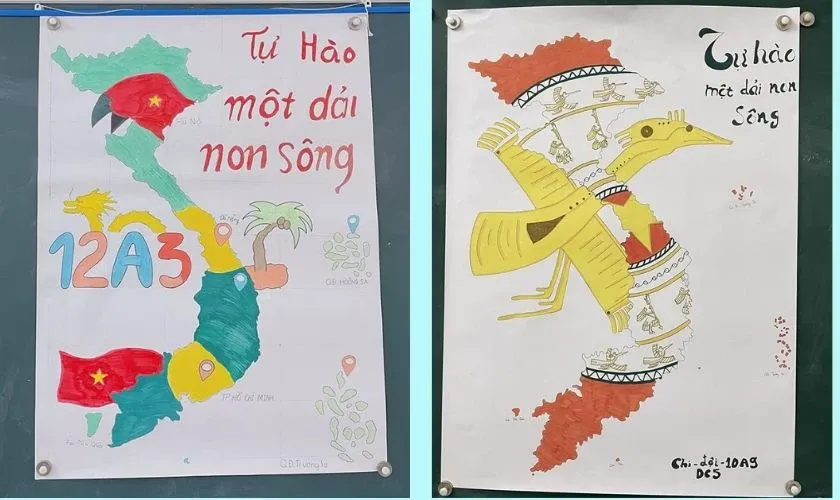 Mẫu tranh 30/4 đơn giản chủ đề đất nước