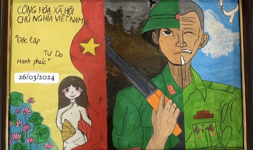 Mẫu tranh 30/4 về chủ đề đất nước