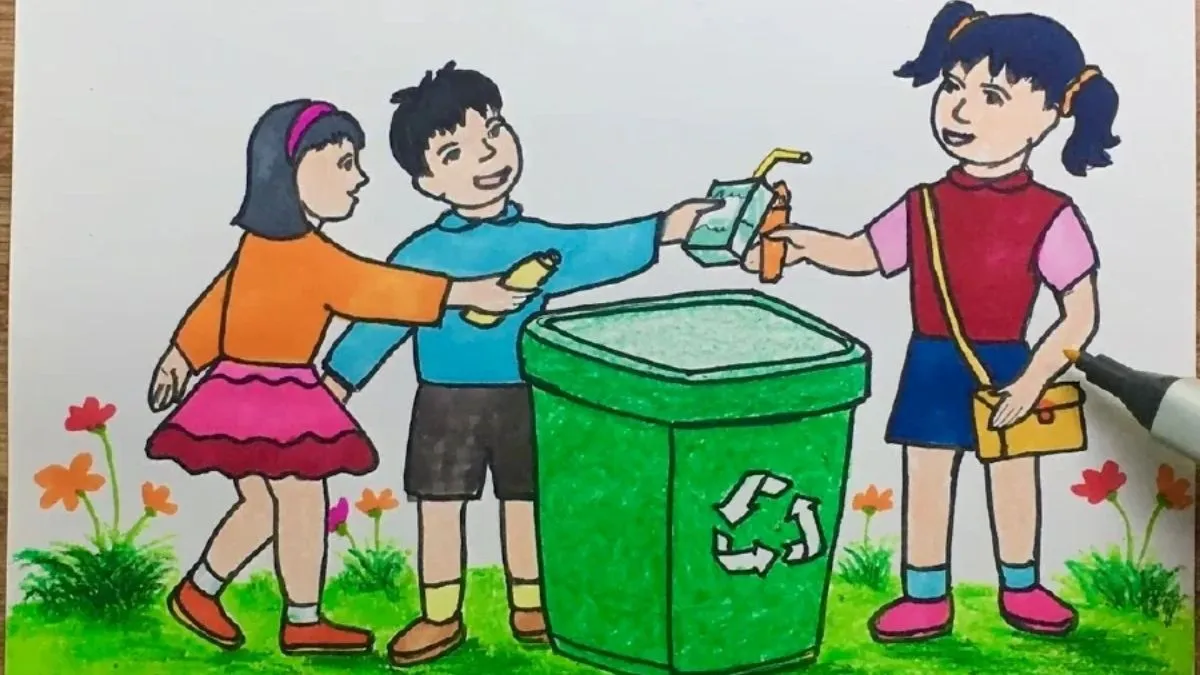 Mẫu tranh bảo vệ môi trường đẹp nhất mô tả hoạt động cộng đồng