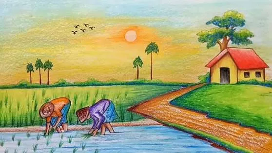 Mẫu tranh biển đơn giản cho học sinh