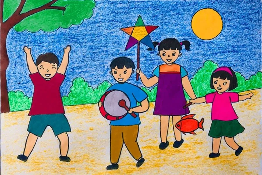 Mẫu tranh lễ hội Trung thu mang đến không khí sôi động và ấm áp cho dịp lễ