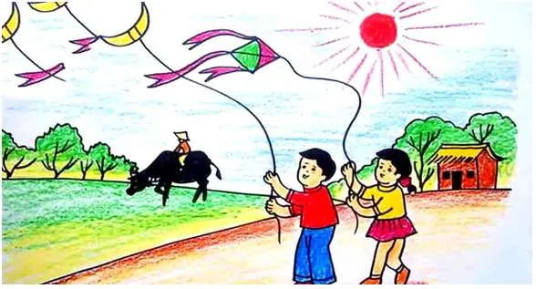 Mẫu tranh phong cảnh mùa hè đơn giản dễ vẽ