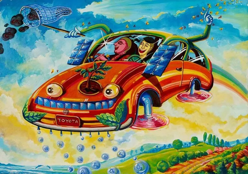 Mẫu tranh sáng tạo ô tô mơ ước với thông điệp bảo vệ môi trường và hòa bình