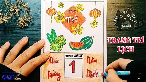 Mẫu tranh tham khảo cho đề tài tranh vẽ ngày tết đơn giản số 11