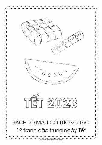Mẫu tranh tham khảo cho đề tài tranh vẽ ngày tết đơn giản số 4