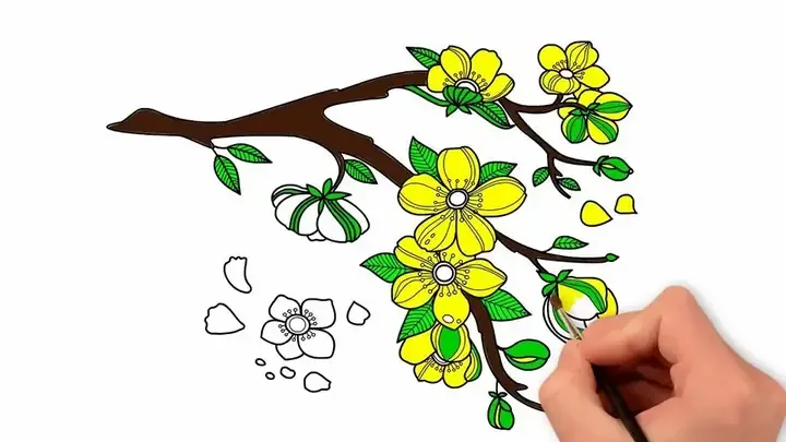 Mẫu tranh tham khảo cho đề tài tranh vẽ ngày tết đơn giản số 6