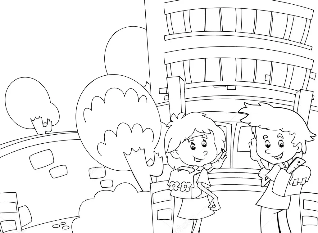 Mẫu tranh tô màu bé đến trường đẹp nhất cho bé mầm non