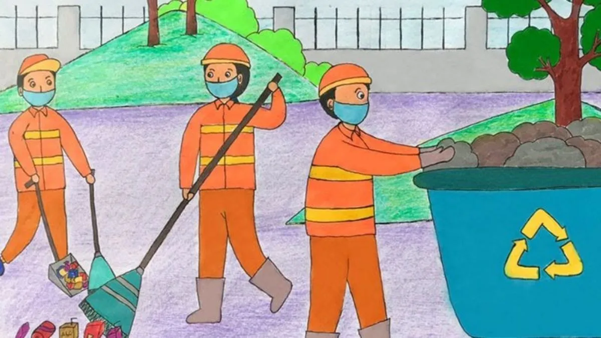 Mẫu tranh vẽ bảo vệ môi trường đẹp nhất về ý tưởng phân loại rác