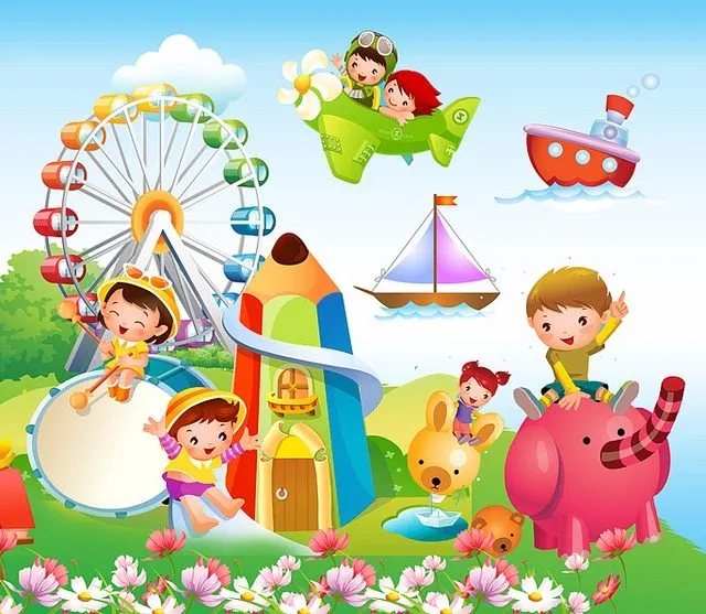 Mẫu tranh vẽ bé đến trường mầm non sinh động và đầy màu sắc