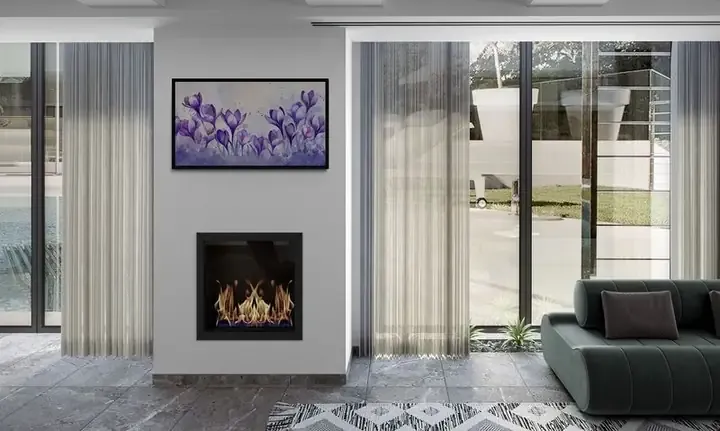 Mẫu tranh vẽ cánh đồng hoa tulip tím mang phong cách sang trọng và cổ điển