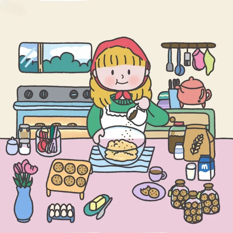 Mẫu tranh vẽ đầu bếp đẹp mắt với đầy đủ dụng cụ nấu nướng