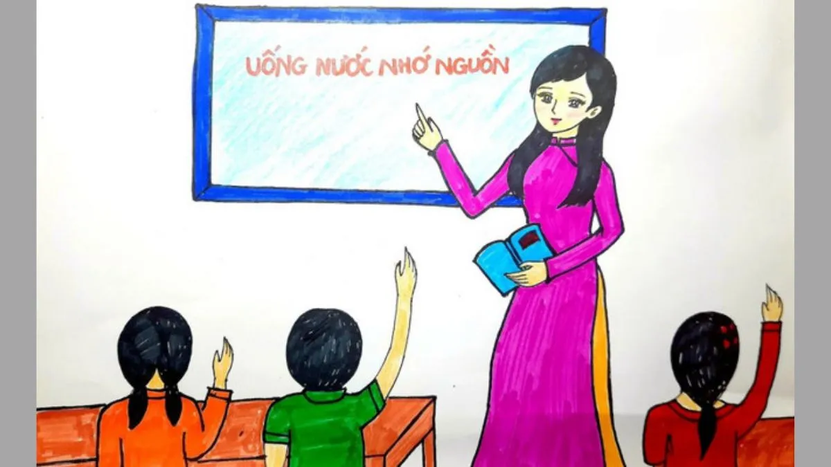 Mẫu tranh vẽ tặng mẹ đơn giản với hình ảnh bó hoa rực rỡ