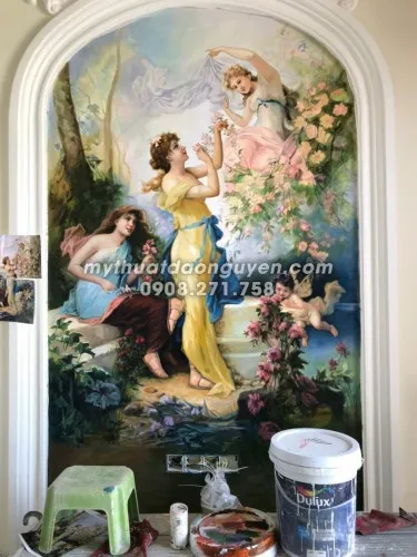 Mẫu tranh vẽ thời kỳ phục hưng với những đường nét tinh xảo và đầy nghệ thuật