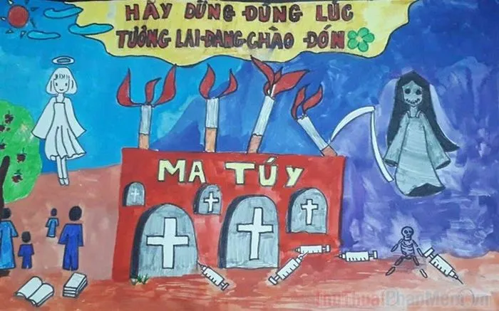 Mẫu tranh vẽ về phòng chống ma túy mang thông điệp ý nghĩa