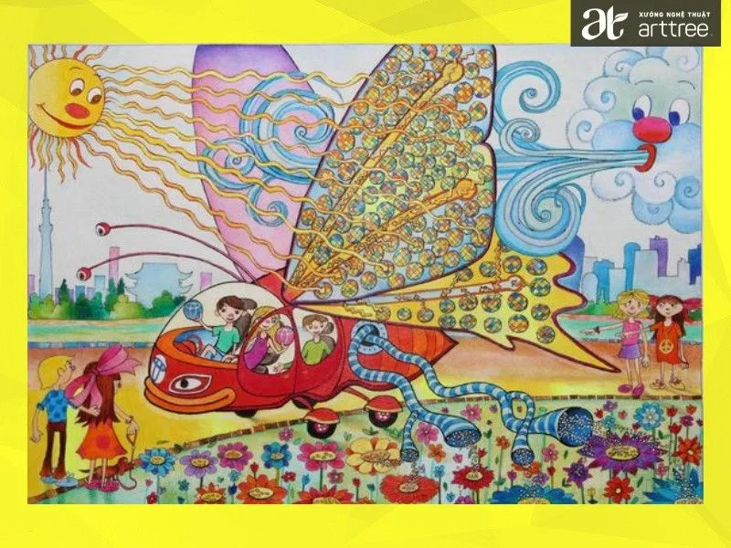 Mẫu tranh vẽ ý tưởng trẻ thơ ấn tượng mang thông điệp ý nghĩa