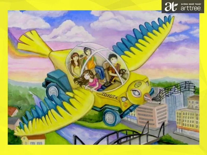 Mẫu tranh vẽ ý tưởng trẻ thơ đạt giải chủ đề bảo vệ thiên nhiên