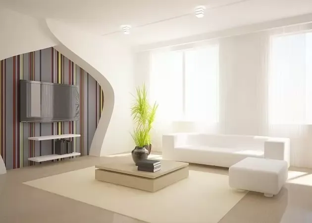 Vách thạch cao phòng khách đơn giản mà sang trọng