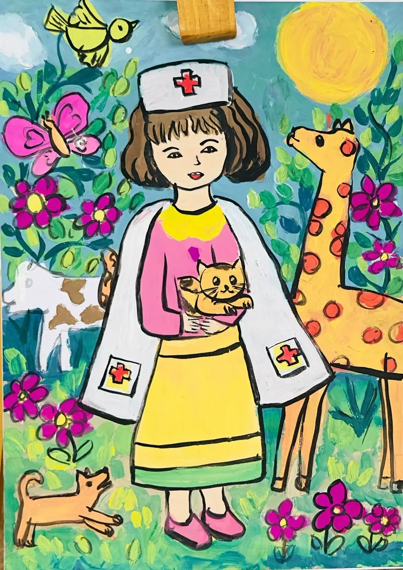 Mẫu vẽ bác sĩ cho bé làm quen với nghề nghiệp