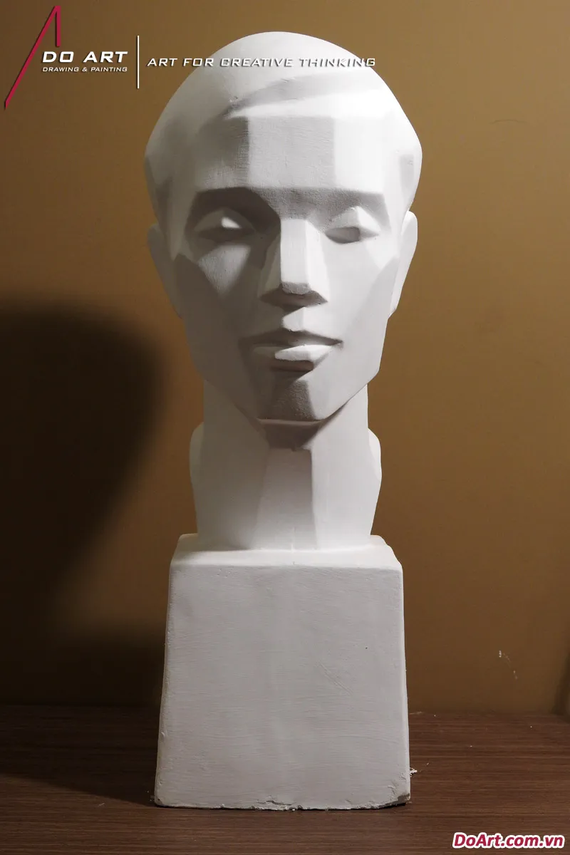 Mẫu tượng vạt mảng thạch cao góc chính diện giúp chia mảng màu