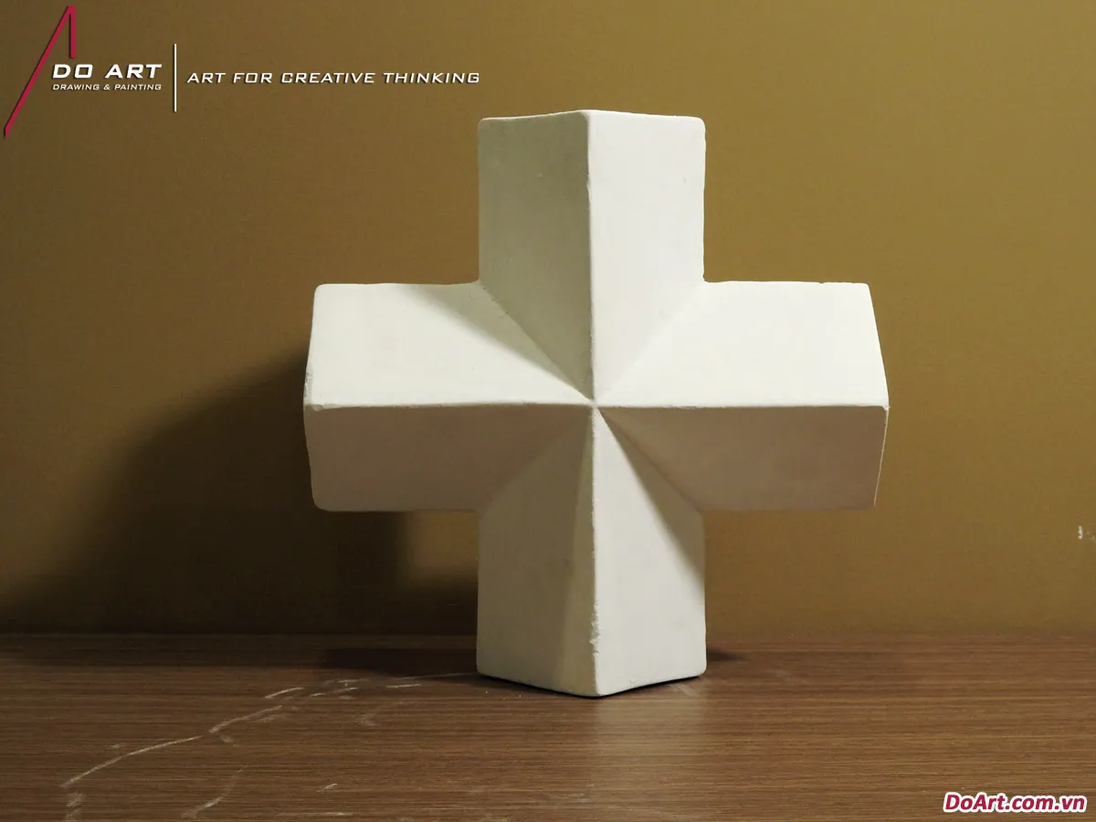 Vẽ tượng thạch cao cơ bản khối chữ thập góc chính diện đẹp