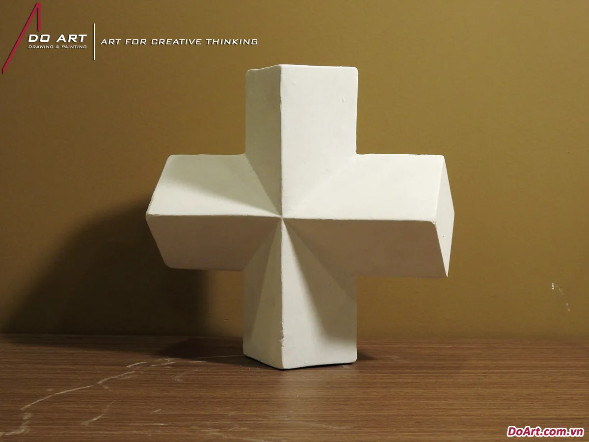 Khối chữ thập thạch cao ở góc nhìn phối cảnh không gian