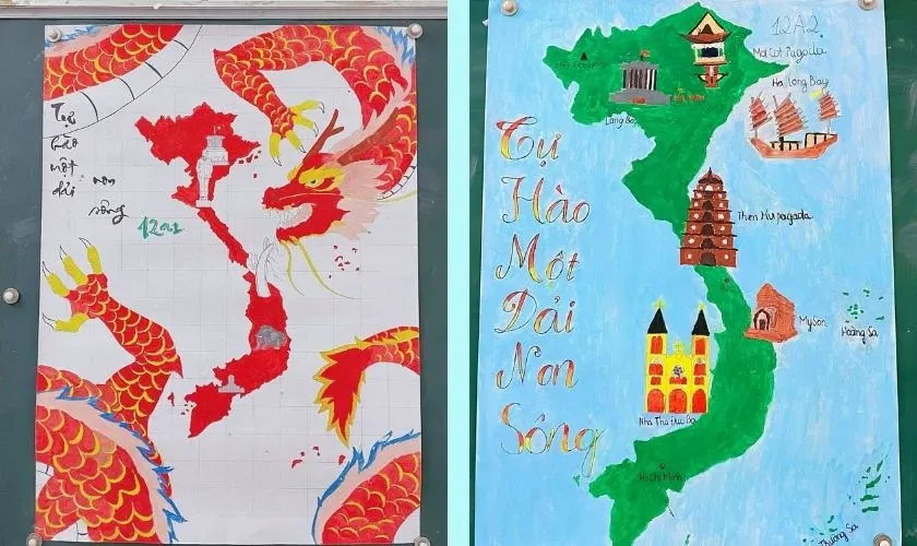 Mẫu vẽ tranh 30/4 chủ đề đất nước