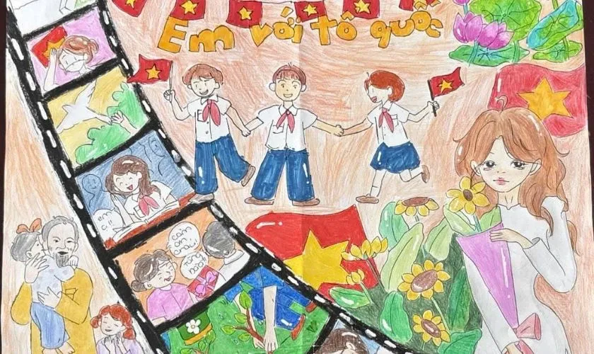 Mẫu vẽ tranh 30/4 đơn giản về chủ đề Bác Hồ