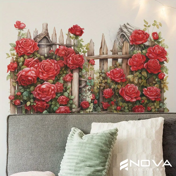 Mẫu vẽ tranh hoa hồng màu đỏ thắm rực rỡ dành cho gia chủ mệnh Hỏa