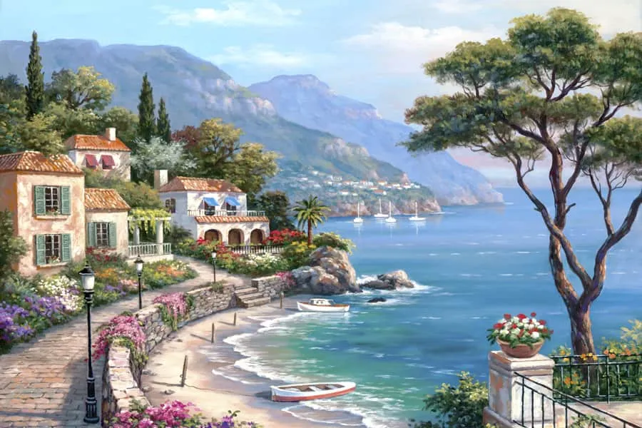 Cánh đồng hoa phong cách sơn dầu