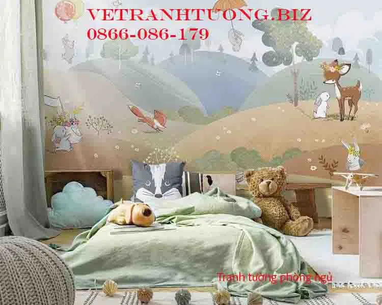 Mẫu vẽ tranh tường đẹp mắt dành cho không gian phòng ngủ ấm cúng