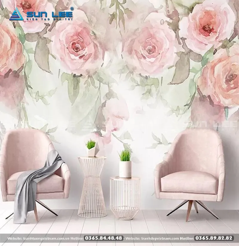 Mẫu vẽ tranh tường hoa hồng đen đầy bí ẩn cho quán cafe - Mẫu 25