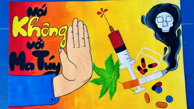Mẫu vẽ tranh về tệ nạn xã hội 2 dành cho học sinh tiểu học