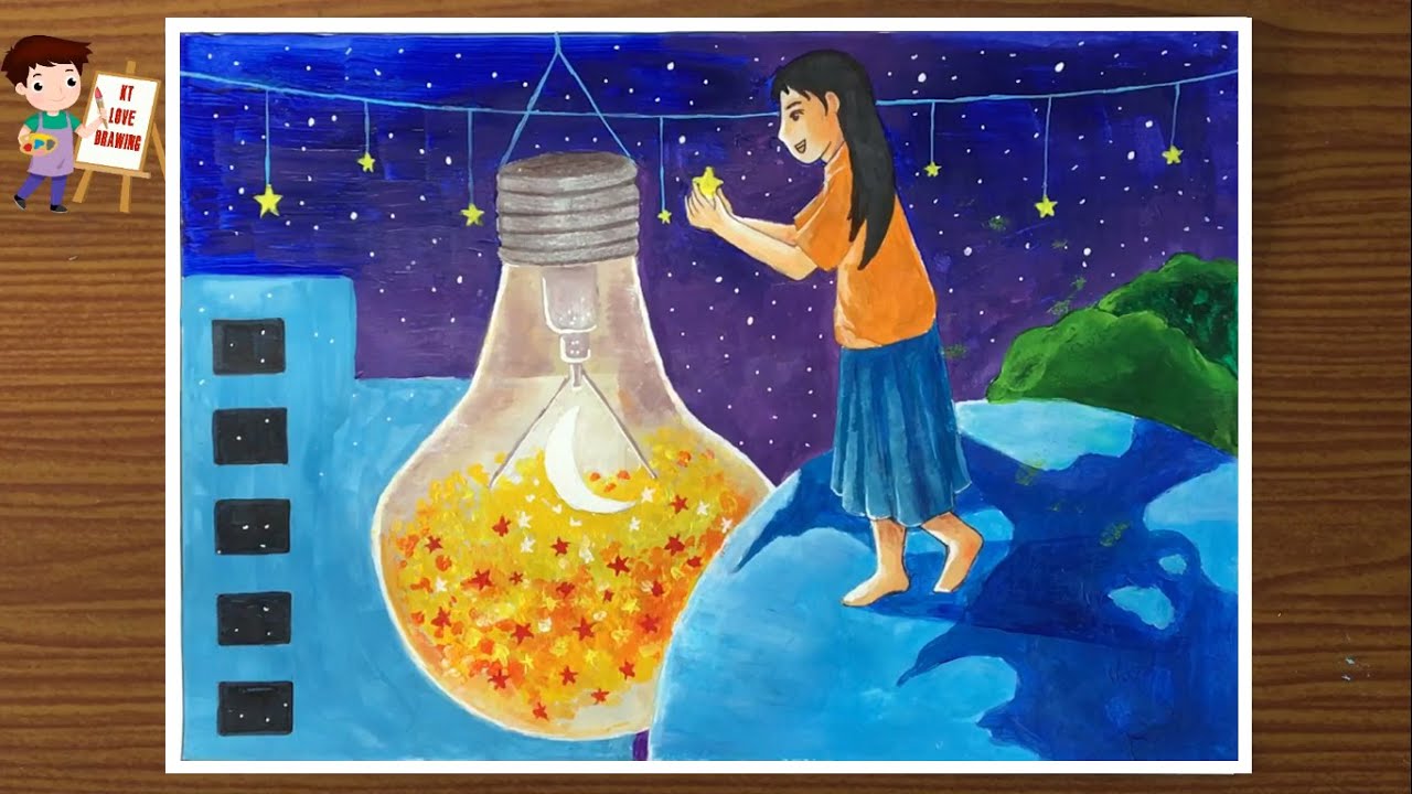 Vẽ tranh chủ đề tiết kiệm năng lượng: Kiến tạo tương lai xanh